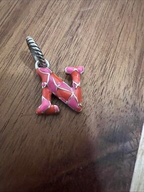 Brighton Enamel Letter N Charm in Pink and Coral